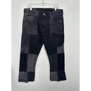 Levi's High Rise Patchwork Kickflare Crop Dark Wash Jeans Zipper Waist 34 Y2K
